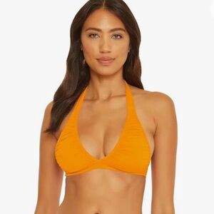 BECCA Santorini Shirred Amari Halter Orange Burst SMALL